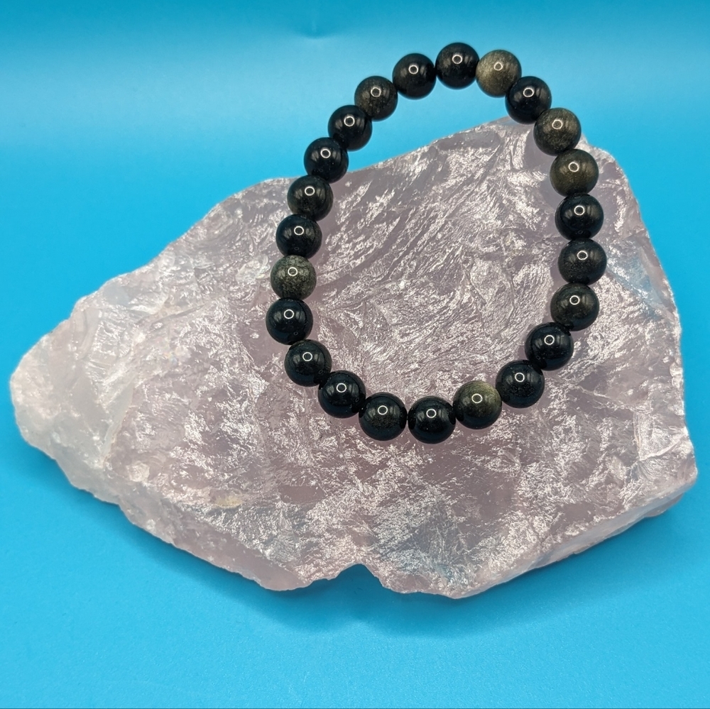 Super flashy gold sheen obsidian 8mm bead bracelets